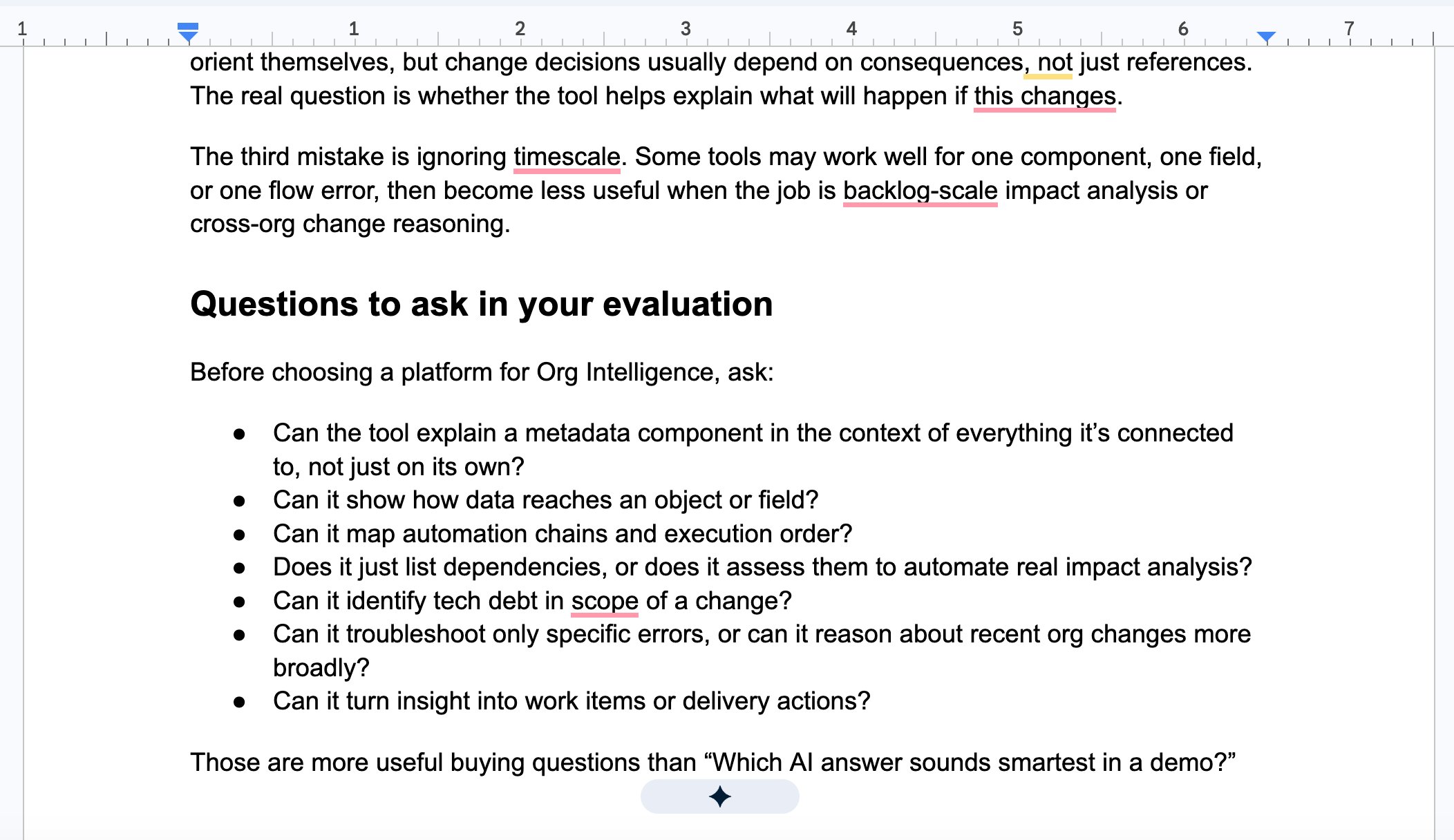 Raw input — evaluation questions written to favour Elements over Sweep